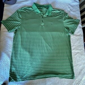 Izod Green and White Striped Polo Shirt